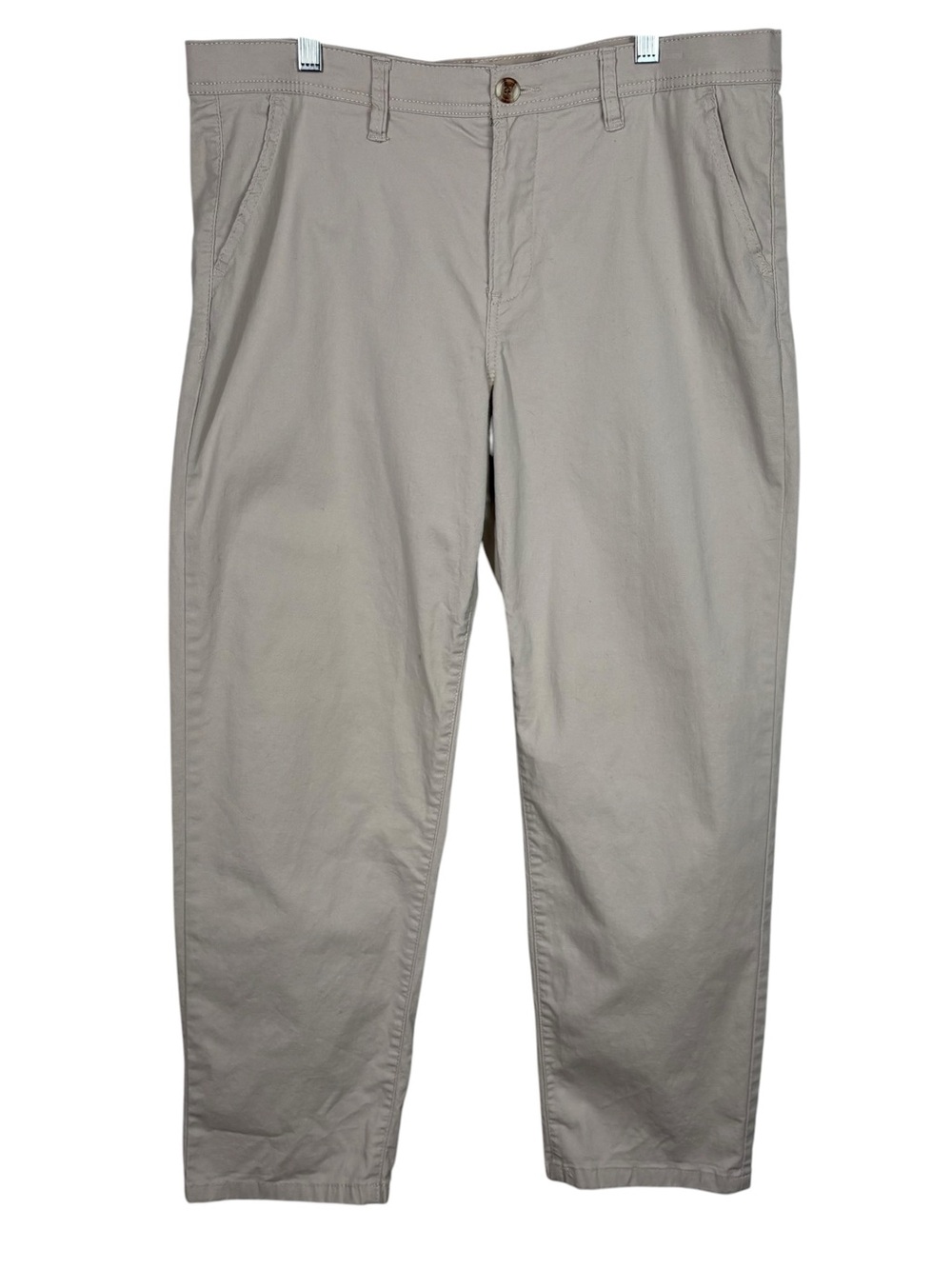 Curve Appeal Khaki Beige Stretch Blend Elastic Waist Tapered Fit Casual Pants 12